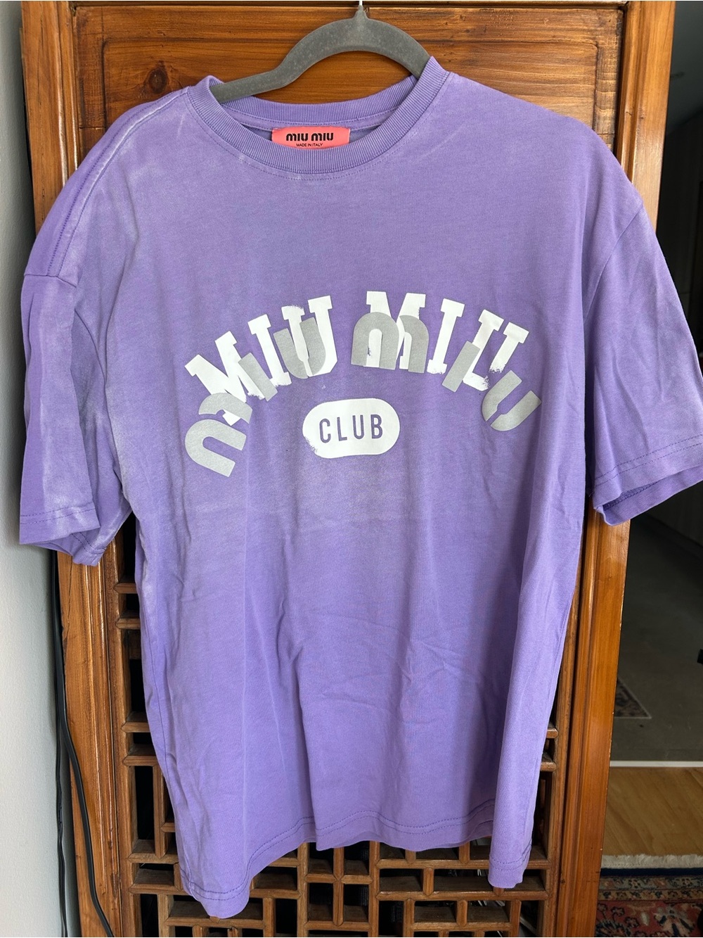 Miu Miu Lavender Graphic Club Short-Sleeve Tee